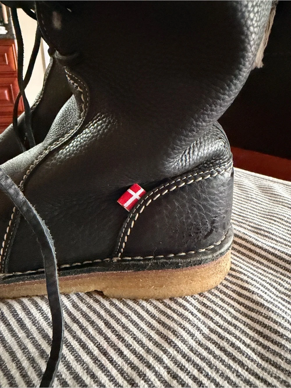 Duckfeet Århus Black Leather Wool Lined Boots EU 37 Danish